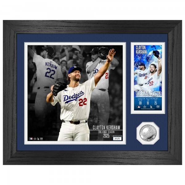Los Angeles Dodgers Clayton Kershaw Highland Mint Retirement 11 x 14 Silver Coin Ticket Photo Mint