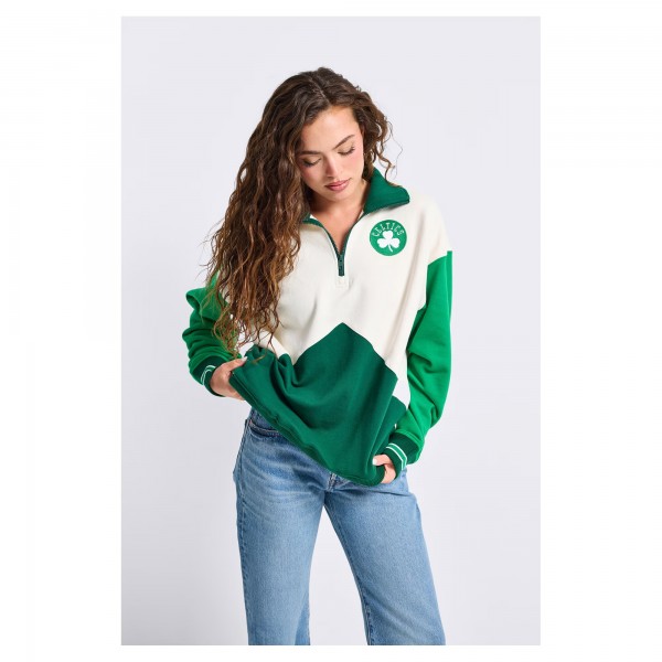 Unisex Boston Celtics Terez White Colorblock Quarter-Zip Pullover