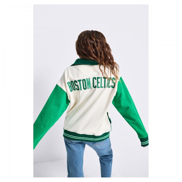 Unisex Boston Celtics Terez White Colorblock Quarter-Zip Pullover