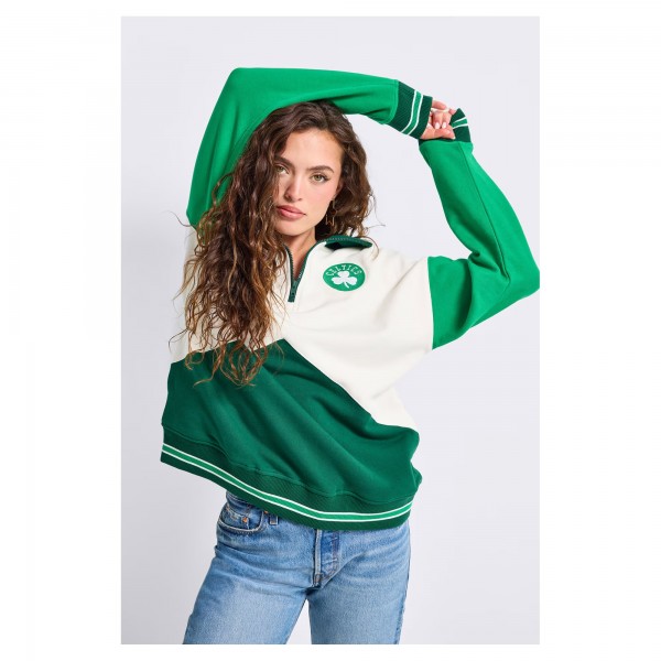 Unisex Boston Celtics Terez White Colorblock Quarter-Zip Pullover