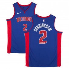 Cade Cunningham Detroit Pistons Autographed Fanatics Authentic Blue Nike Icon Edition Swingman Jersey with Motorcade Inscription - Signed in Silver Ink