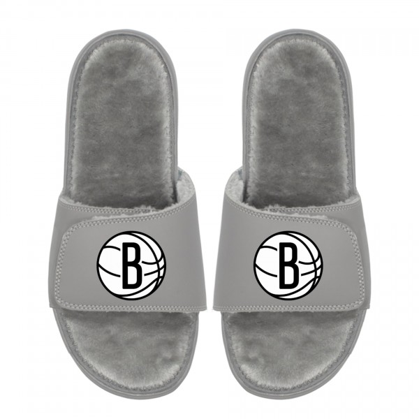 Unisex Brooklyn Nets ISlide Logo Fur Slide Sandals