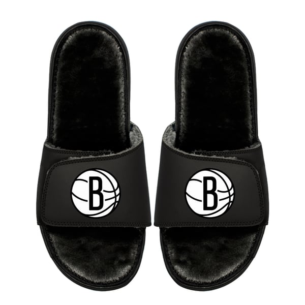 Unisex Brooklyn Nets ISlide Logo Fur Slide Sandals