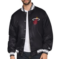 Miami Heat Starter Black Triangle Full-Snap Varsity Jacket