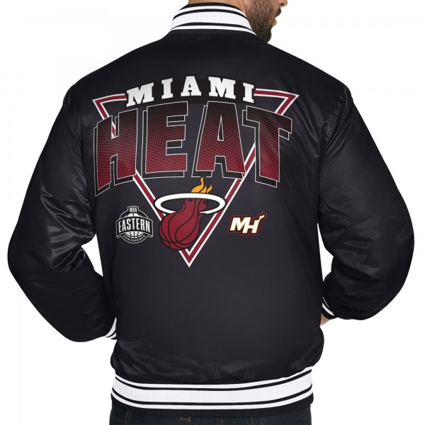 Miami Heat Starter Black Triangle Full-Snap Varsity Jacket