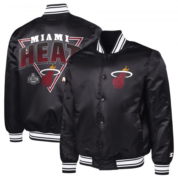 Miami Heat Starter Black Triangle Full-Snap Varsity Jacket