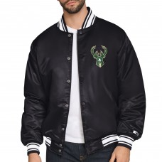 Milwaukee Bucks Starter Black Triangle Full-Snap Varsity Jacket