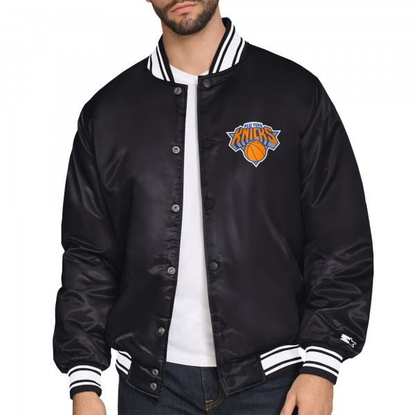 New York Knicks Starter Black Triangle Full-Snap Varsity Jacket