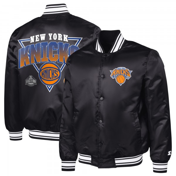 New York Knicks Starter Black Triangle Full-Snap Varsity Jacket