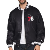 Philadelphia 76ers Starter Black Triangle Full-Snap Varsity Jacket