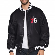 Philadelphia 76ers Starter Black Triangle Full-Snap Varsity Jacket