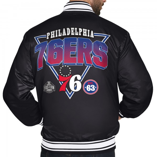 Philadelphia 76ers Starter Black Triangle Full-Snap Varsity Jacket
