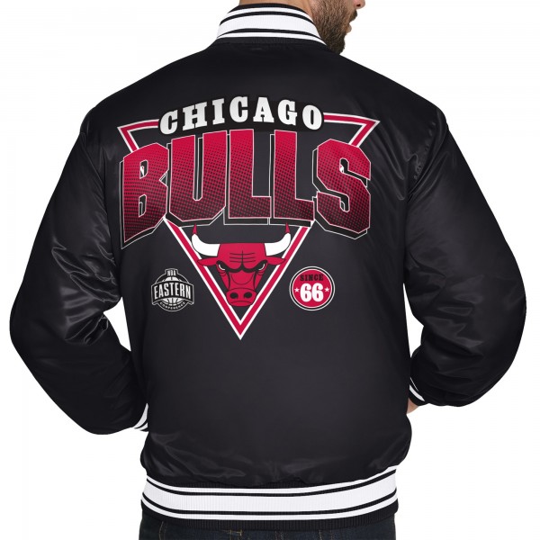 Chicago Bulls Starter Black Triangle Full-Snap Varsity Jacket