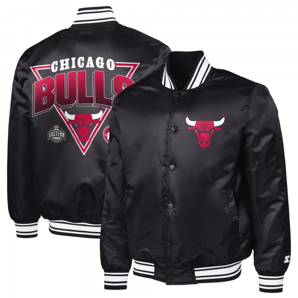 Chicago Bulls Starter Black Triangle Full-Snap Varsity Jacket