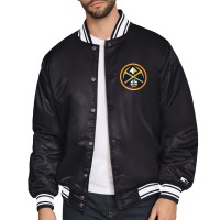Denver Nuggets Starter Black Triangle Full-Snap Varsity Jacket