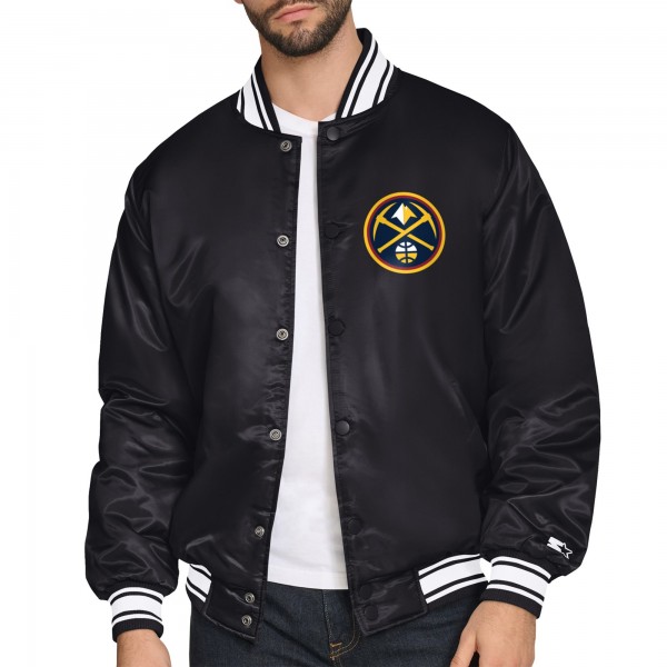 Denver Nuggets Starter Black Triangle Full-Snap Varsity Jacket