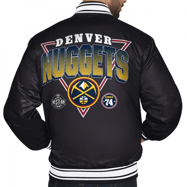 Denver Nuggets Starter Black Triangle Full-Snap Varsity Jacket