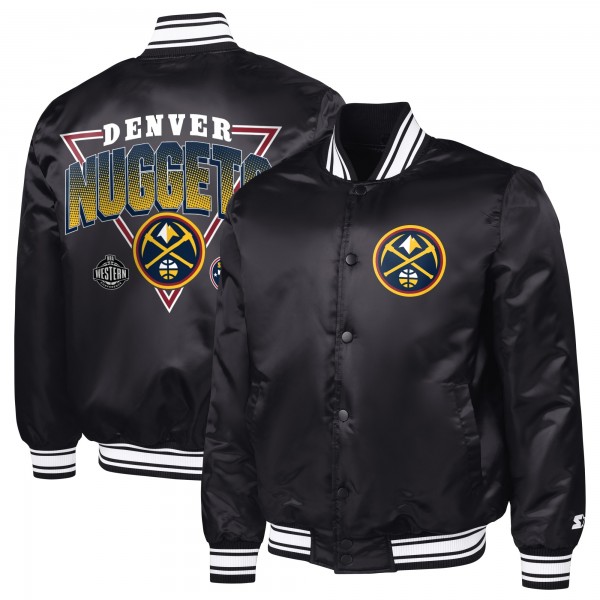Denver Nuggets Starter Black Triangle Full-Snap Varsity Jacket