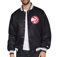 Atlanta Hawks Starter Black Triangle Full-Snap Varsity Jacket