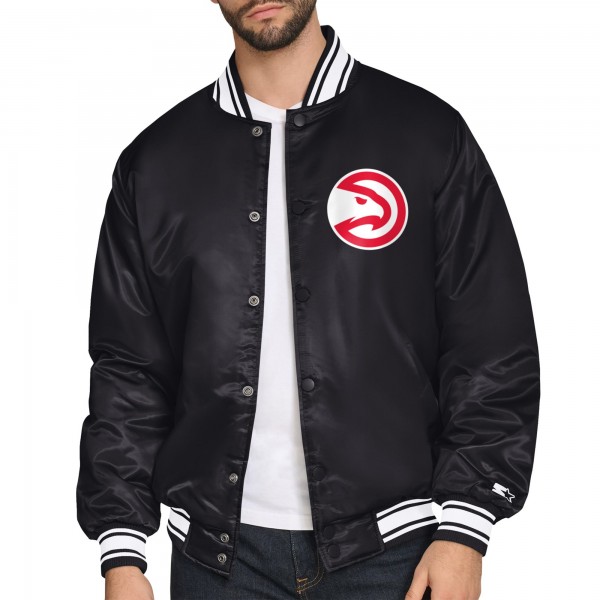 Atlanta Hawks Starter Black Triangle Full-Snap Varsity Jacket