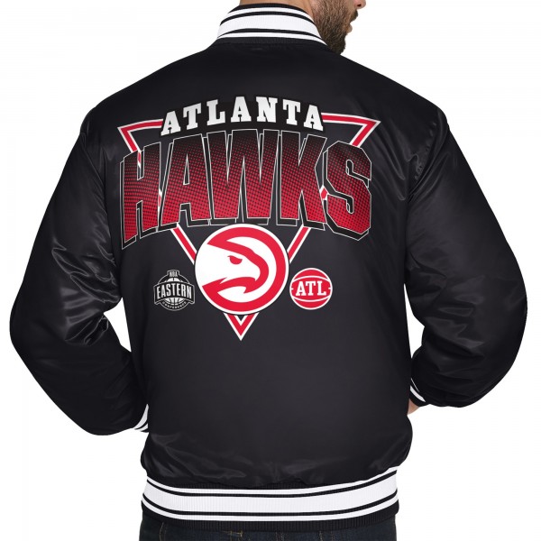 Atlanta Hawks Starter Black Triangle Full-Snap Varsity Jacket