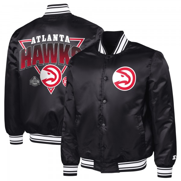 Atlanta Hawks Starter Black Triangle Full-Snap Varsity Jacket