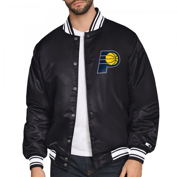Indiana Pacers Starter Black Triangle Full-Snap Varsity Jacket