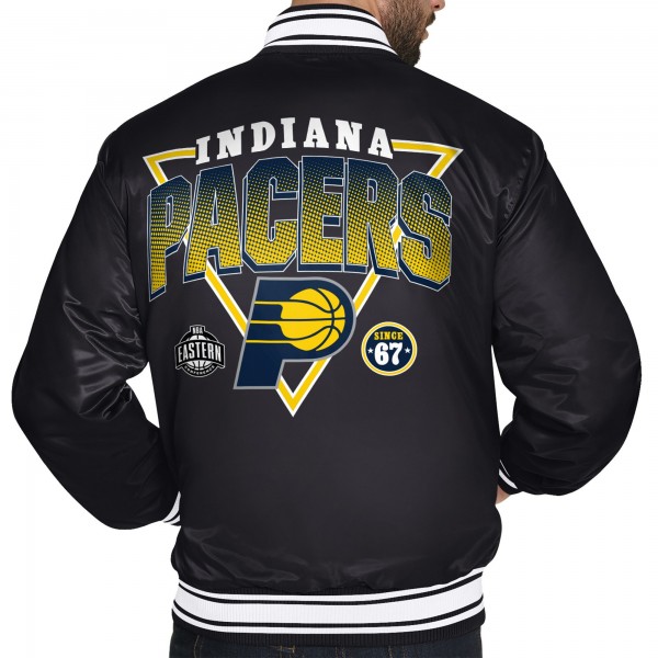 Indiana Pacers Starter Black Triangle Full-Snap Varsity Jacket
