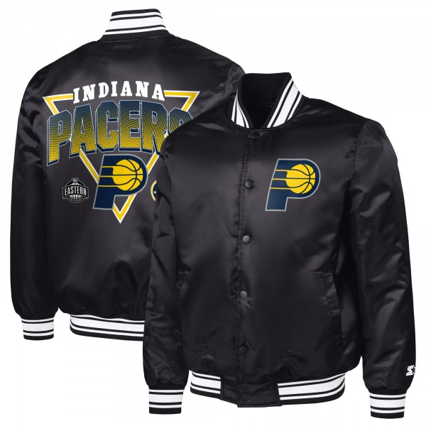 Indiana Pacers Starter Black Triangle Full-Snap Varsity Jacket