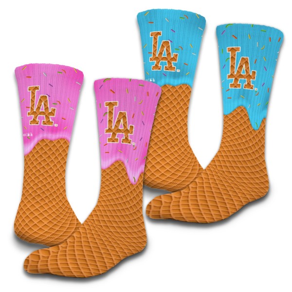 Unisex Los Angeles Dodgers ISlide Ice Cream Drip 2-Pack Lifestyle Crew Socks Set
