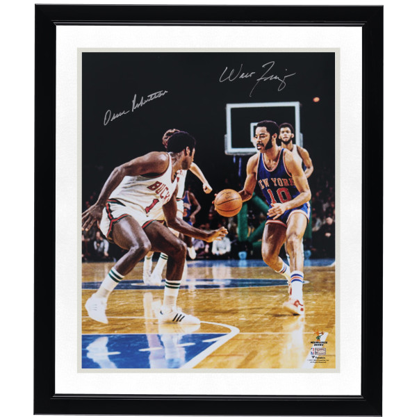 Walt Frazier New York Knicks & Oscar Robertson Milwaukee Bucks Autographed Fanatics Authentic 16 x 20 Matchup Photograph