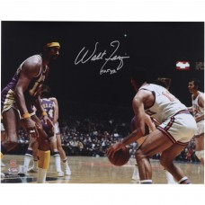 Walt Frazier New York Knicks Autographed Fanatics Authentic 16 x 20 Against Wilt Chamberlain Photograph with HOF 87 Inscription