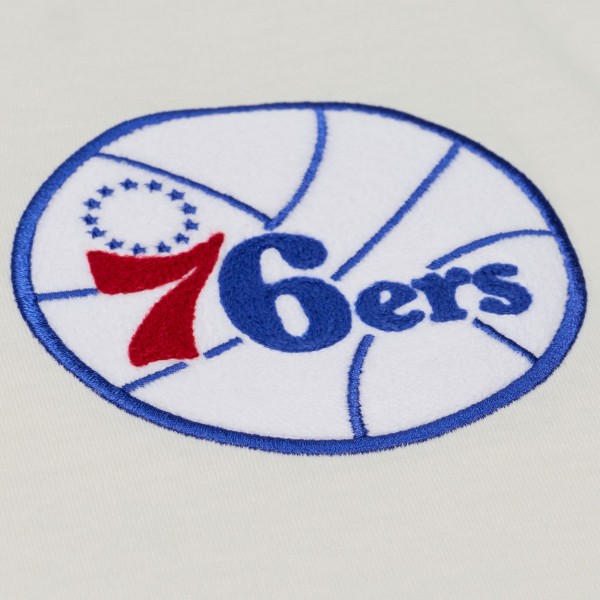 Philadelphia 76ers Mitchell & Ness Cream Hardwood Classics Chainstitch Premium T-Shirt