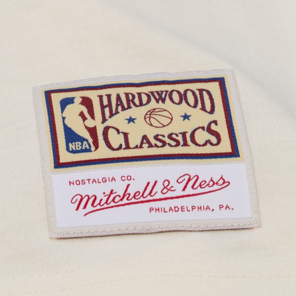 Philadelphia 76ers Mitchell & Ness Cream Hardwood Classics Chainstitch Premium T-Shirt