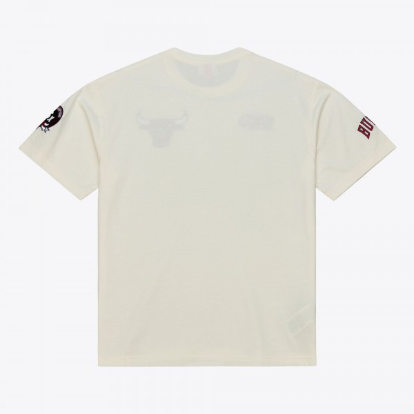 Chicago Bulls Mitchell & Ness Cream Hardwood Classics Chainstitch Premium T-Shirt
