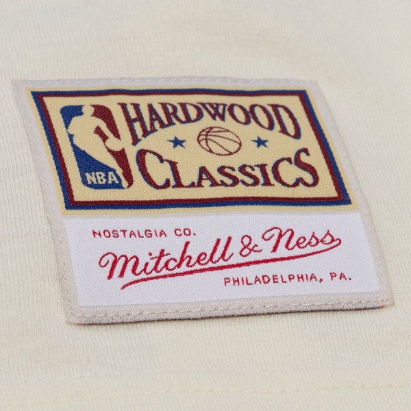 Chicago Bulls Mitchell & Ness Cream Hardwood Classics Chainstitch Premium T-Shirt