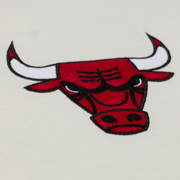 Chicago Bulls Mitchell & Ness Cream Hardwood Classics Chainstitch Premium T-Shirt