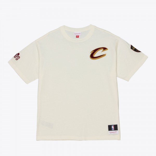 Cleveland Cavaliers Mitchell & Ness Cream Hardwood Classics Chainstitch Premium T-Shirt