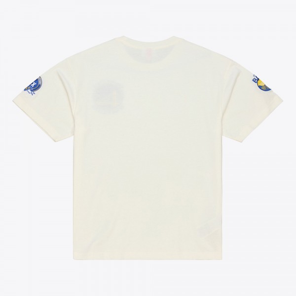 Golden State Warriors Mitchell & Ness Cream Hardwood Classics Chainstitch Premium T-Shirt