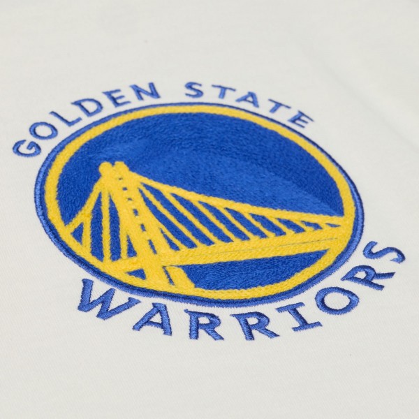 Golden State Warriors Mitchell & Ness Cream Hardwood Classics Chainstitch Premium T-Shirt