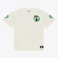 Boston Celtics Mitchell & Ness Cream Hardwood Classics Chainstitch Premium T-Shirt