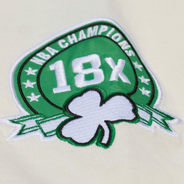 Boston Celtics Mitchell & Ness Cream Hardwood Classics Chainstitch Premium T-Shirt