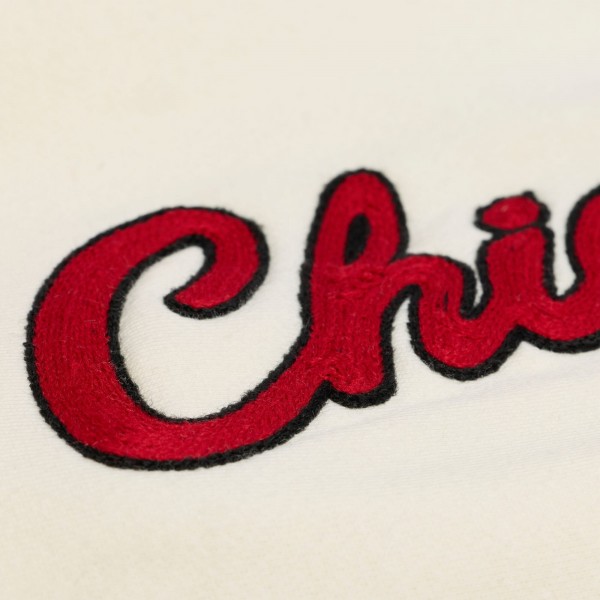 Chicago Bulls Mitchell & Ness Cream Hardwood Classics Chainstitch Premium Fleece Hoodie