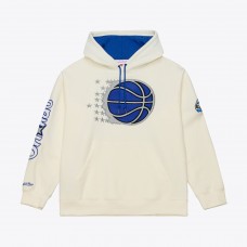 Orlando Magic Mitchell & Ness Cream Hardwood Classics Chainstitch Premium Fleece Hoodie
