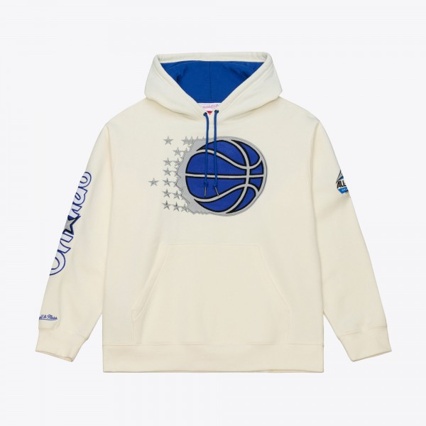 Orlando Magic Mitchell & Ness Cream Hardwood Classics Chainstitch Premium Fleece Hoodie