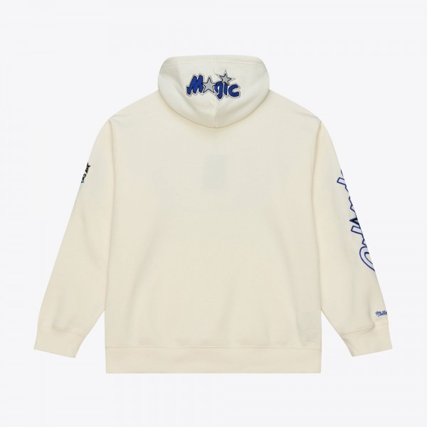 Orlando Magic Mitchell & Ness Cream Hardwood Classics Chainstitch Premium Fleece Hoodie