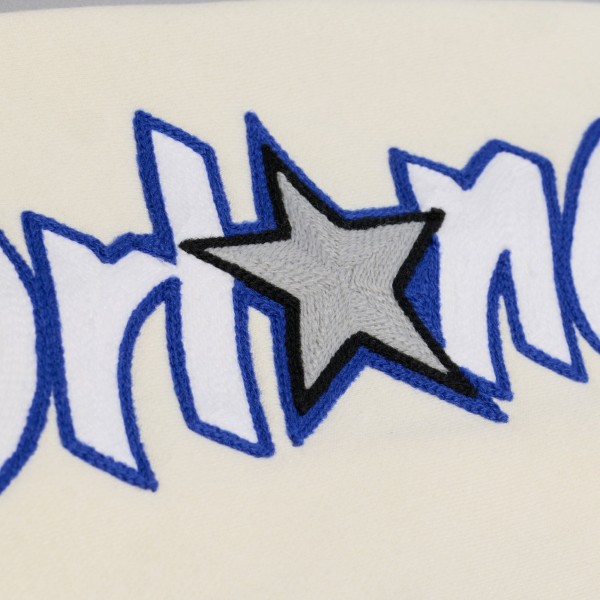 Orlando Magic Mitchell & Ness Cream Hardwood Classics Chainstitch Premium Fleece Hoodie