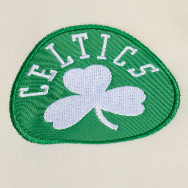 Boston Celtics Mitchell & Ness Cream Hardwood Classics Chainstitch Premium Fleece Hoodie