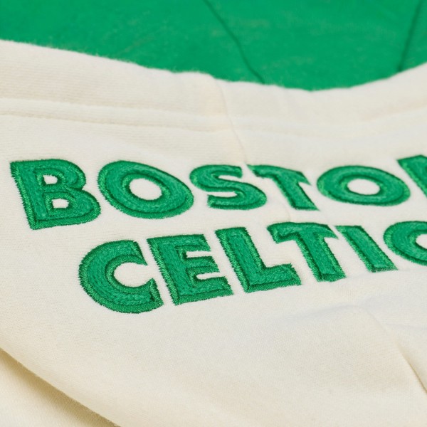 Boston Celtics Mitchell & Ness Cream Hardwood Classics Chainstitch Premium Fleece Hoodie