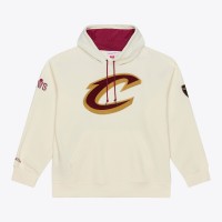 Cleveland Cavaliers Mitchell & Ness Cream Hardwood Classics Chainstitch Premium Fleece Hoodie